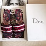 Dior Shoes Slippers Embroidery Genuine Leather Rubber Spring/Summer Collection Beach