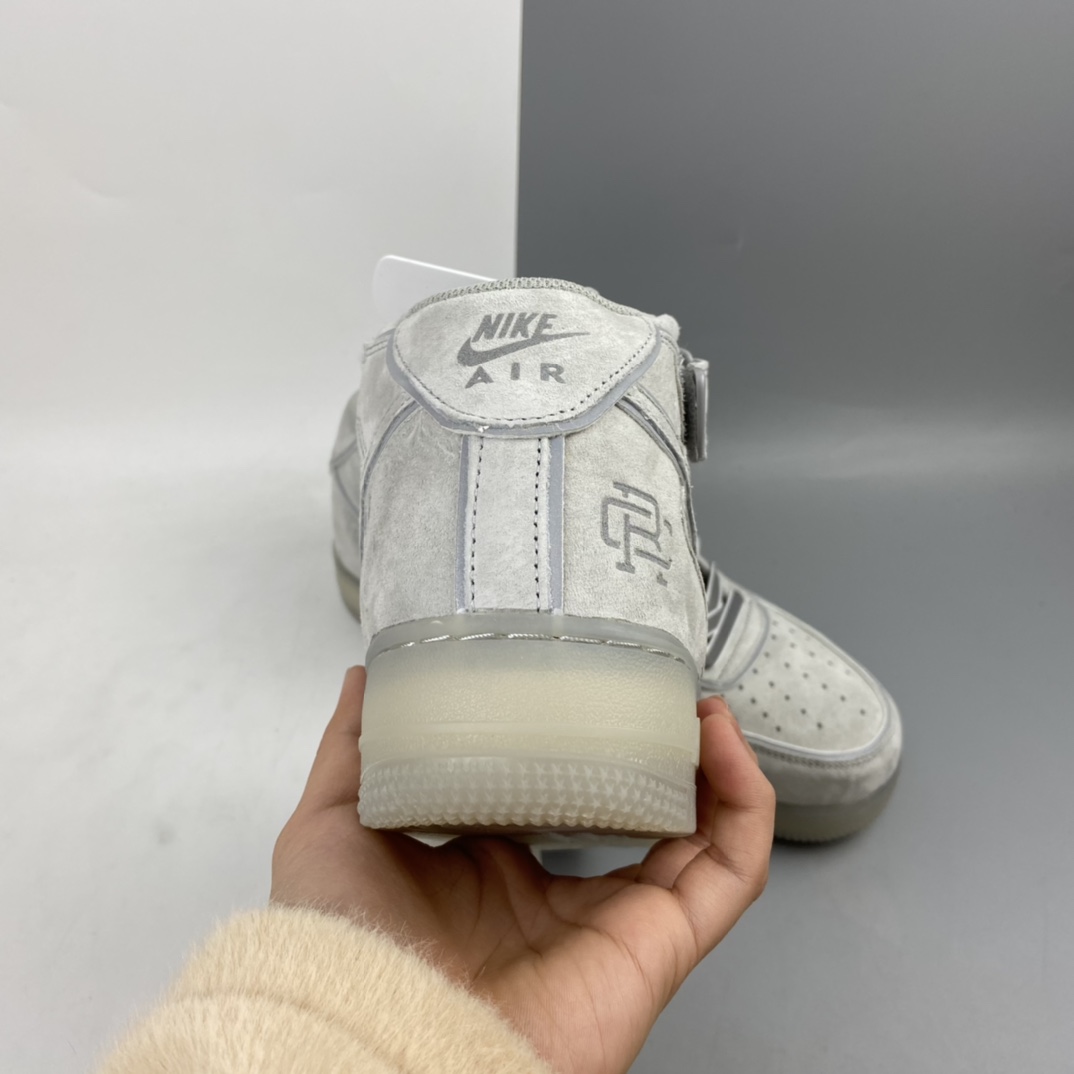 280 Reigning Champ x Nk Air Force 1’07 Mid 卫冕冠军 麂皮灰3M反光中帮运动休闲板鞋 GB1228-185