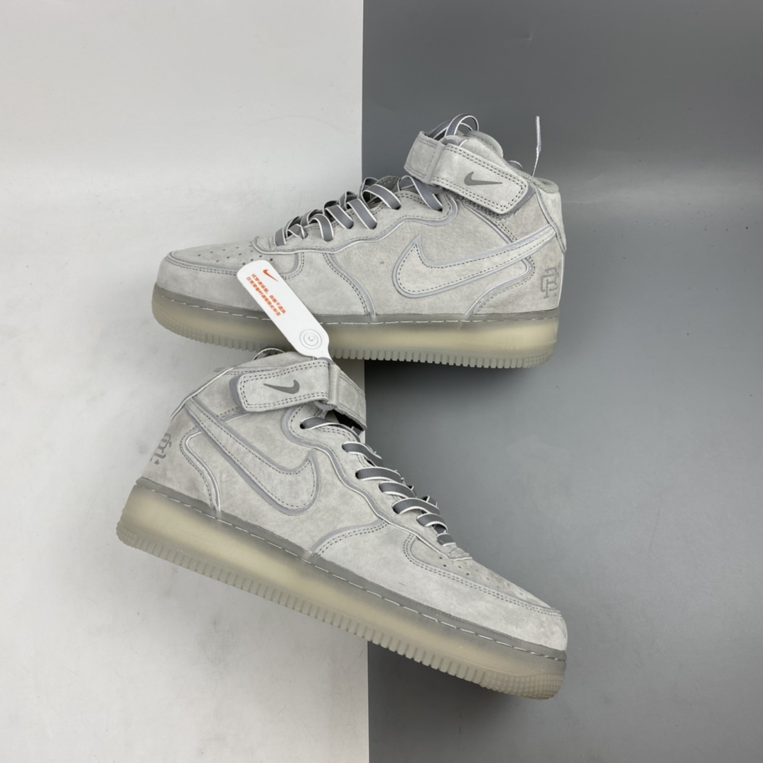 280 Reigning Champ x Nk Air Force 1’07 Mid 卫冕冠军 麂皮灰3M反光中帮运动休闲板鞋 GB1228-185