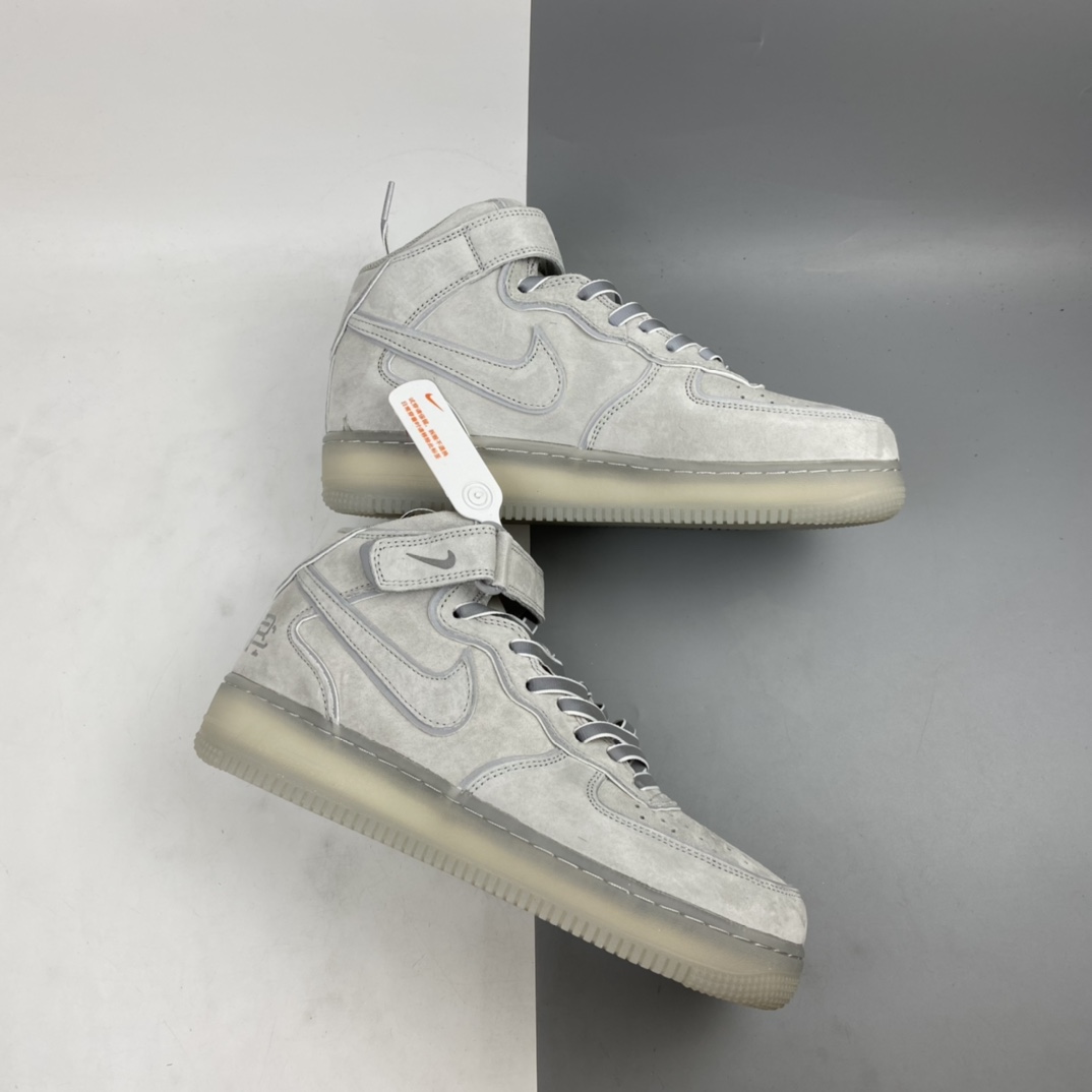 280 Reigning Champ x Nk Air Force 1’07 Mid 卫冕冠军 麂皮灰3M反光中帮运动休闲板鞋 GB1228-185