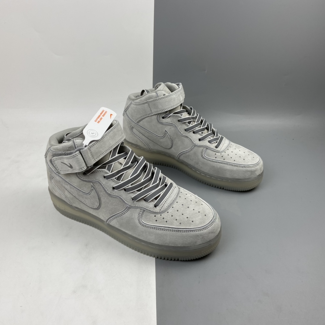 280 Reigning Champ x Nk Air Force 1’07 Mid 卫冕冠军 麂皮灰3M反光中帮运动休闲板鞋 GB1228-185