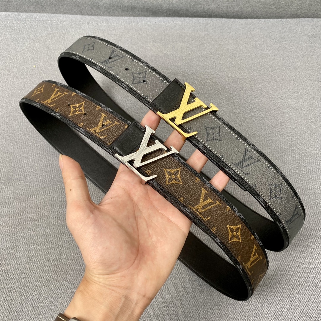 Louis Vuitton Belts Splicing Men Calfskin Canvas Cowhide