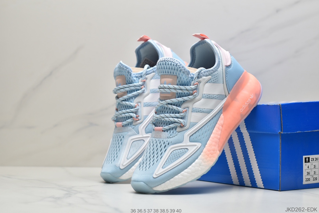 160 阿迪达斯Adidas Originals ZX 2K Boost 全新爆米花缓震休闲运动跑鞋 FY0636