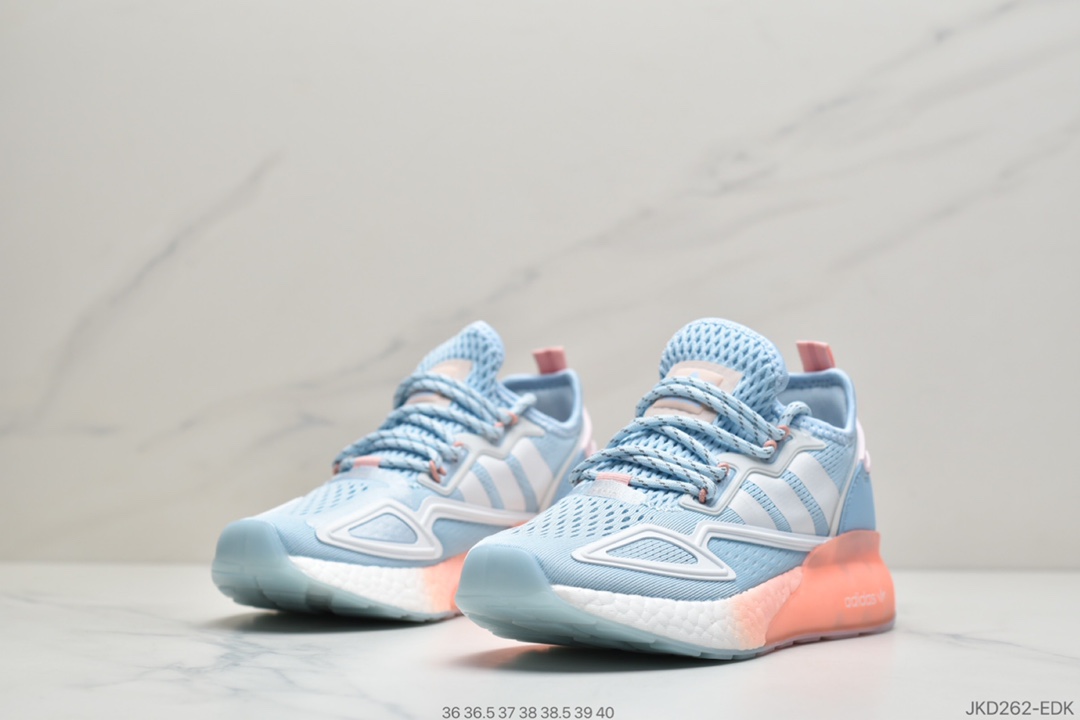 160 阿迪达斯Adidas Originals ZX 2K Boost 全新爆米花缓震休闲运动跑鞋 FY0636