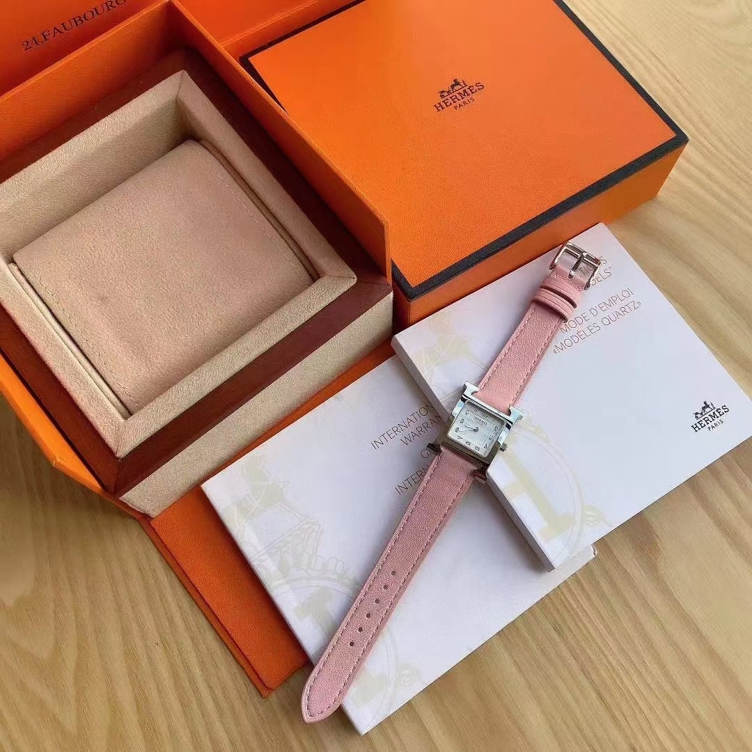 Hermès 爱马仕H型粉红色表带女表