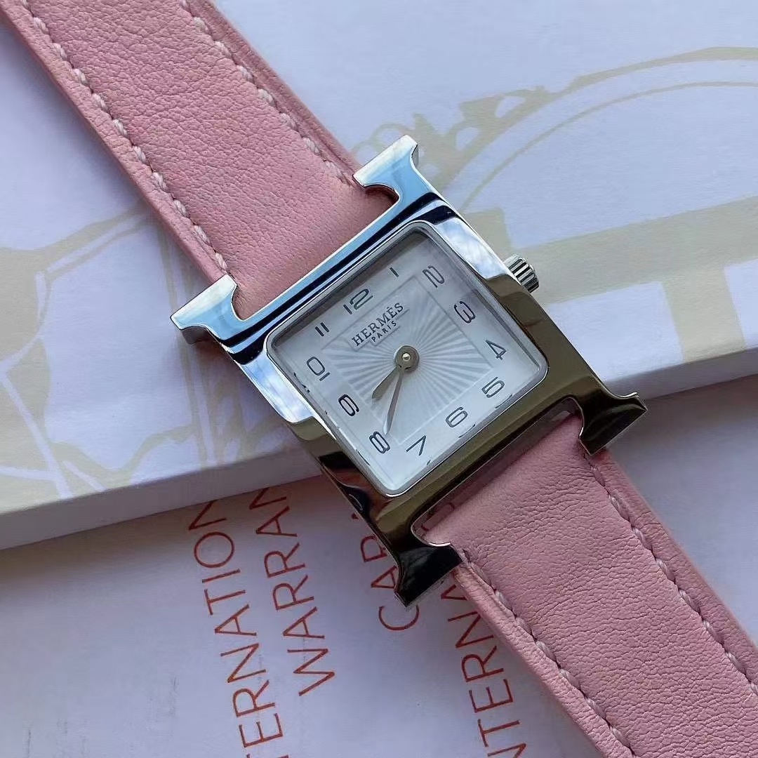 Hermès 爱马仕H型粉红色表带女表