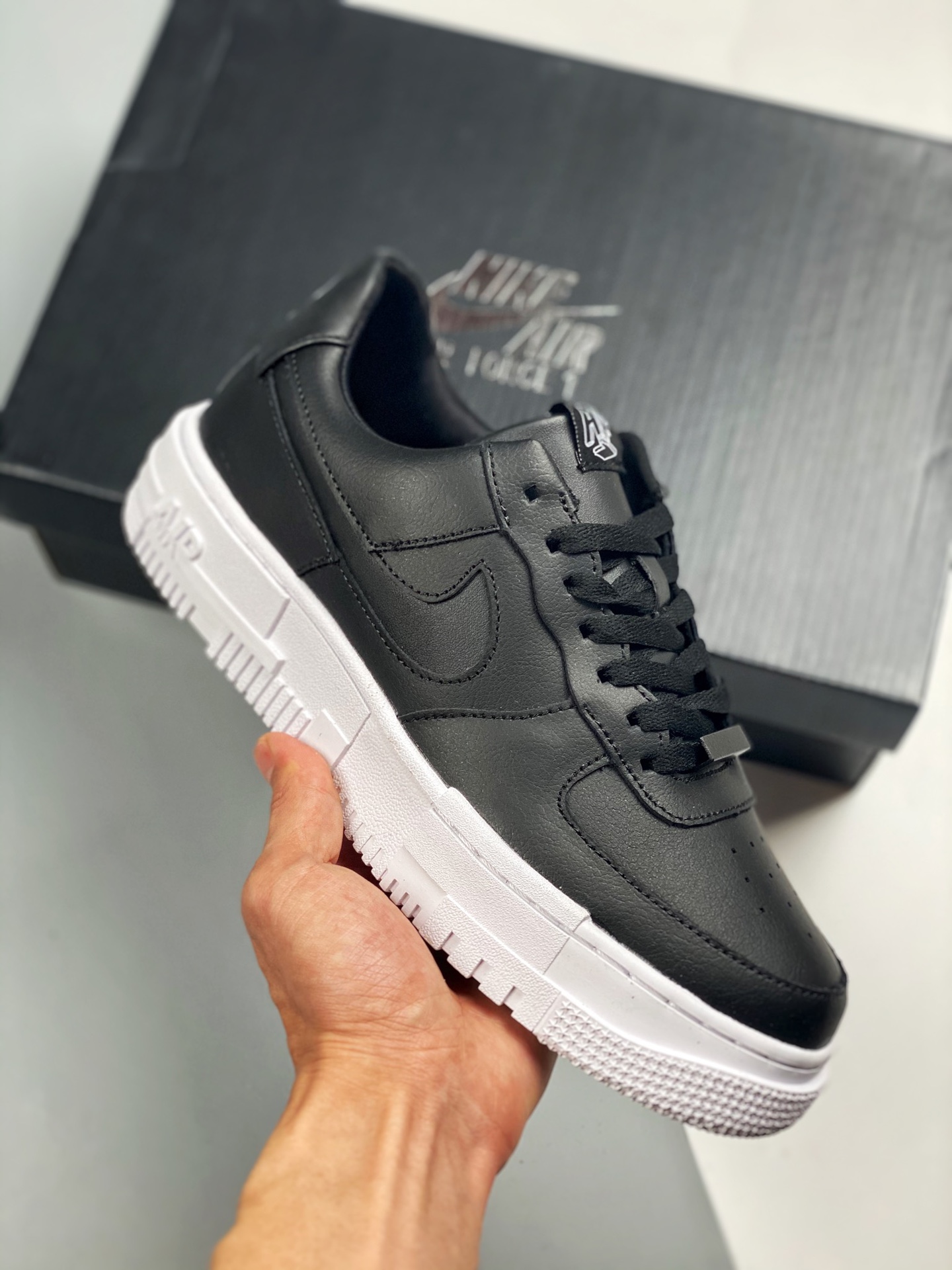 Air Force 1Pixel Píxel Blanco Negro, horma y plantilla originales, auténtico Air Force, canal de comercio exterior, amo…