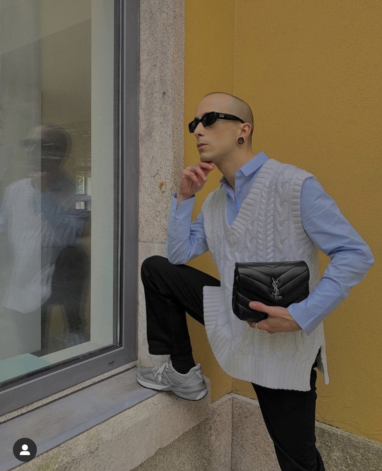 YSL LouLou 20CM 迷你斜挎包 467072黑色/银扣