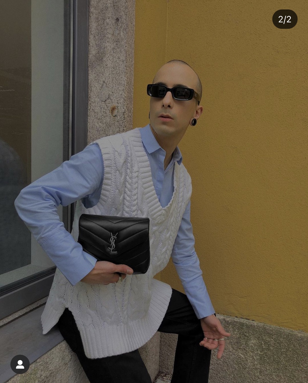 YSL LouLou 20CM 迷你斜挎包 467072黑色/银扣