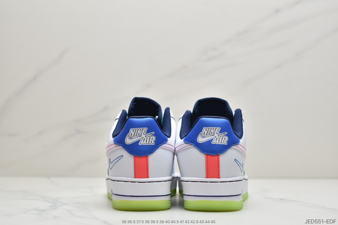 150 耐克Nike Air Force 1 ”07 Low”Outside The Lines”空军一号经典百搭休闲运动板鞋“白绿宝蓝双钩手稿小亡灵节”CV2421-100