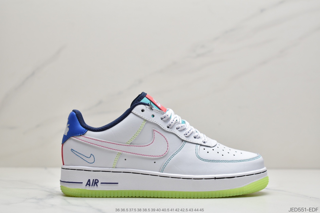 150 耐克Nike Air Force 1 ”07 Low”Outside The Lines”空军一号经典百搭休闲运动板鞋“白绿宝蓝双钩手稿小亡灵节”CV2421-100