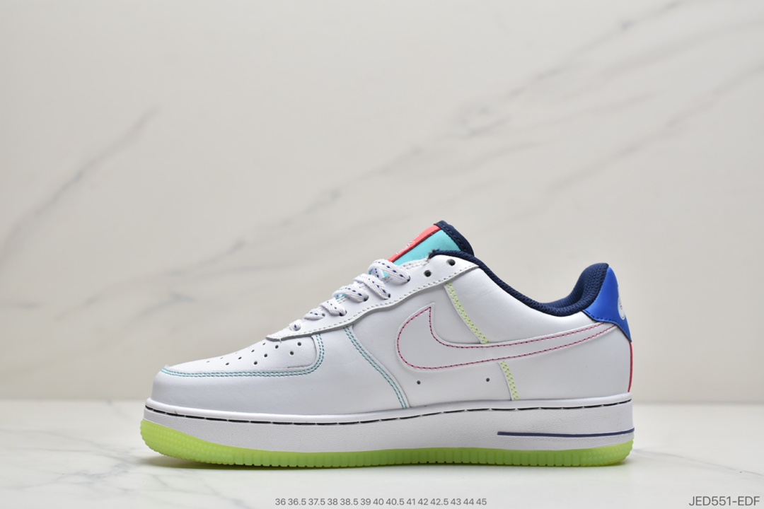 150 耐克Nike Air Force 1 ”07 Low”Outside The Lines”空军一号经典百搭休闲运动板鞋“白绿宝蓝双钩手稿小亡灵节”CV2421-100
