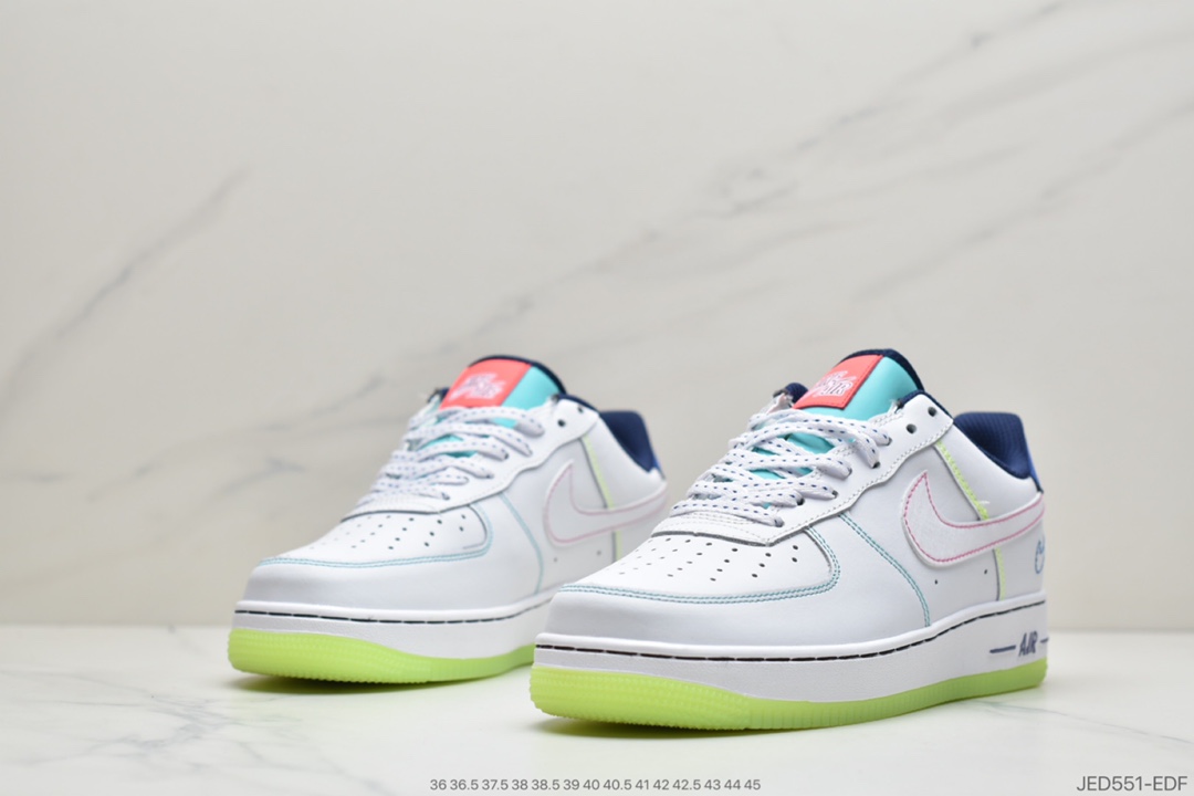 150 耐克Nike Air Force 1 ”07 Low”Outside The Lines”空军一号经典百搭休闲运动板鞋“白绿宝蓝双钩手稿小亡灵节”CV2421-100