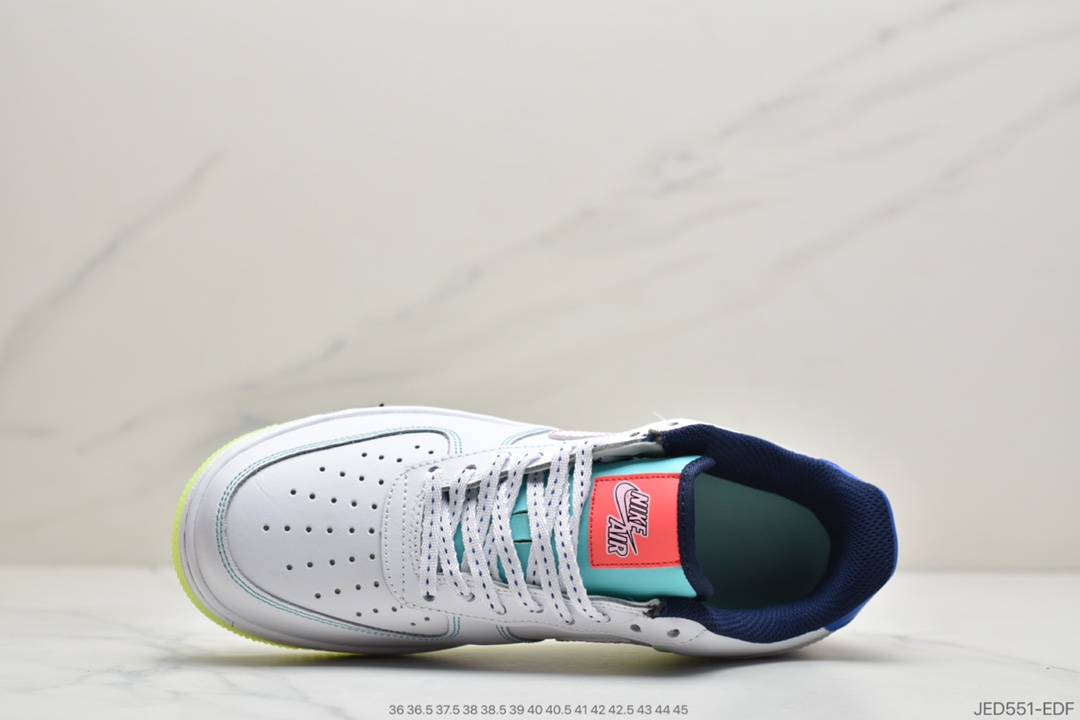 150 耐克Nike Air Force 1 ”07 Low”Outside The Lines”空军一号经典百搭休闲运动板鞋“白绿宝蓝双钩手稿小亡灵节”CV2421-100