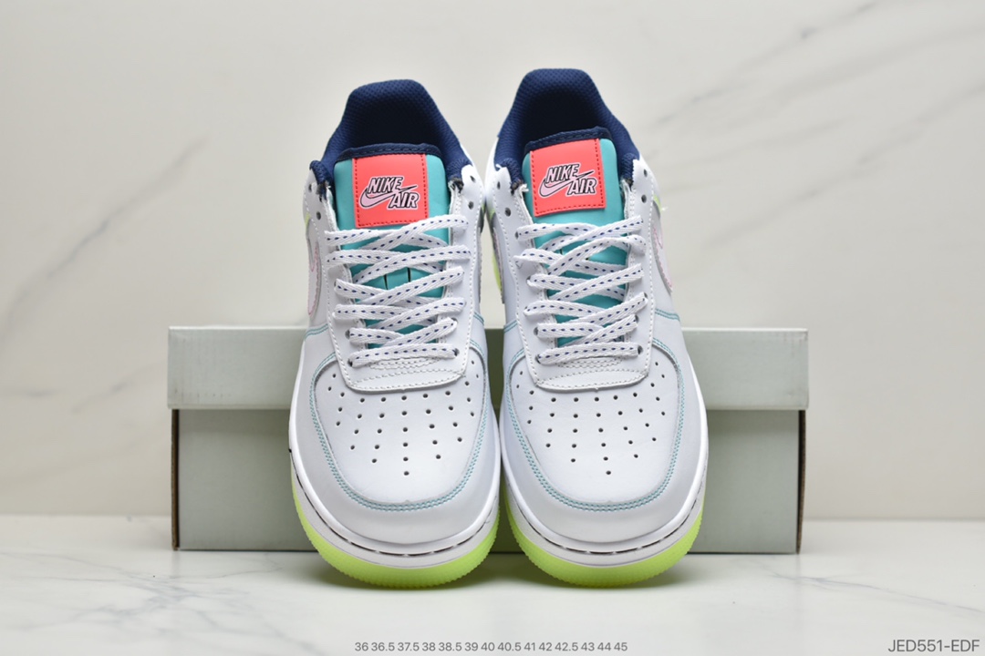 150 耐克Nike Air Force 1 ”07 Low”Outside The Lines”空军一号经典百搭休闲运动板鞋“白绿宝蓝双钩手稿小亡灵节”CV2421-100