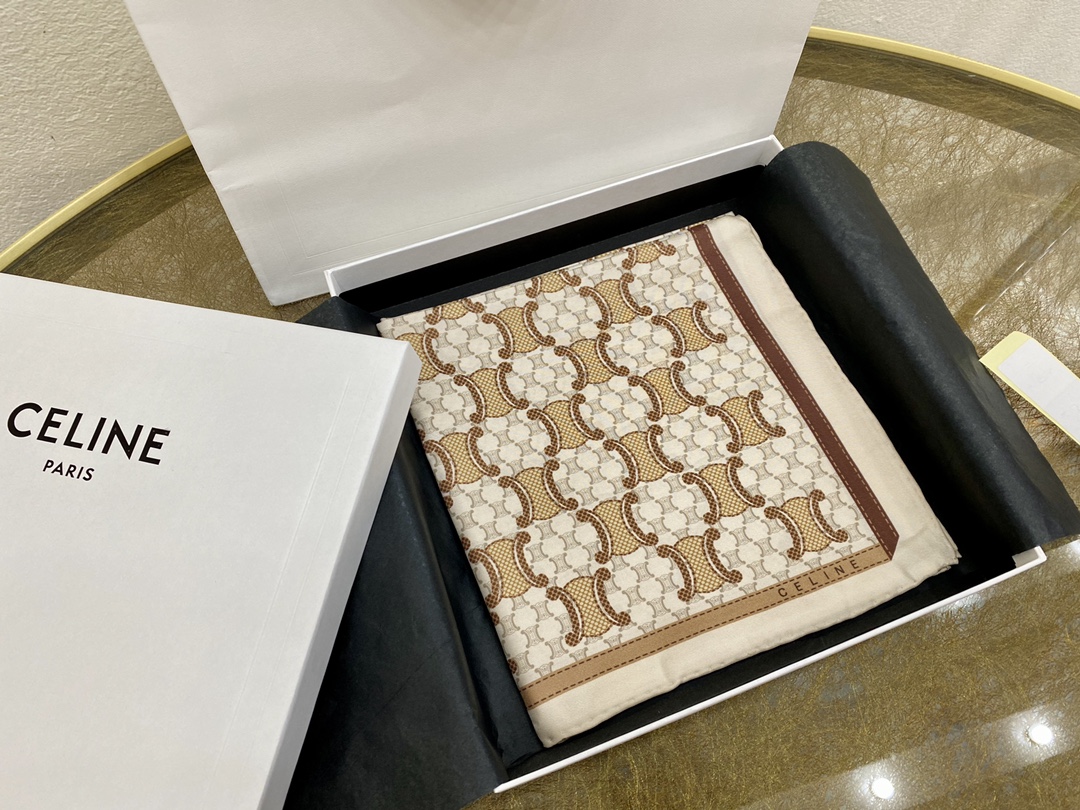 CELINE赛琳精髓凯旋门标志真丝方巾