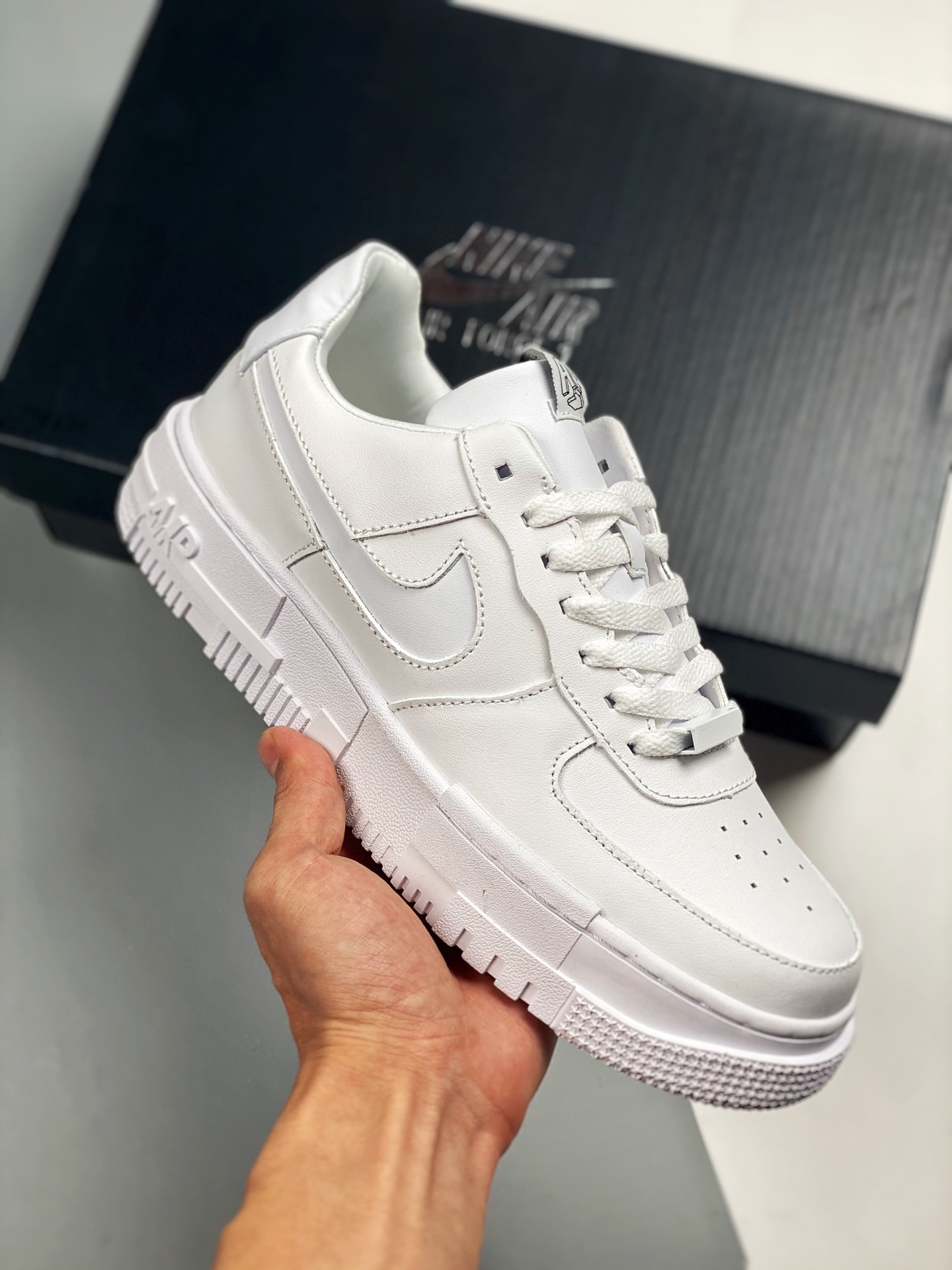 Air Force 1Pixel Píxel Blanco puro, horma y plantilla originales, auténtico Air Force, canal de comercio exterior, amor…