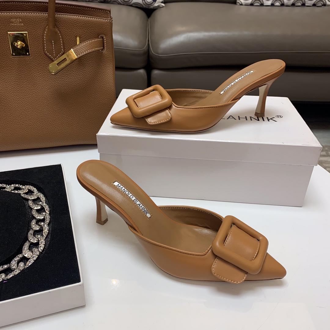 Manolo Blahnik Summer Heeled Mules with Buckle Detail - Elegant and Chic 3 i1615011915 8177 1