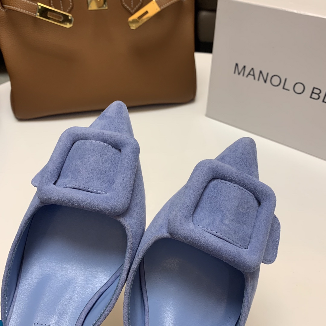 Manolo Blahnik Summer New Style Suede Mules with Crystal Buckle - Elegant 6 i1615011969 7135 5