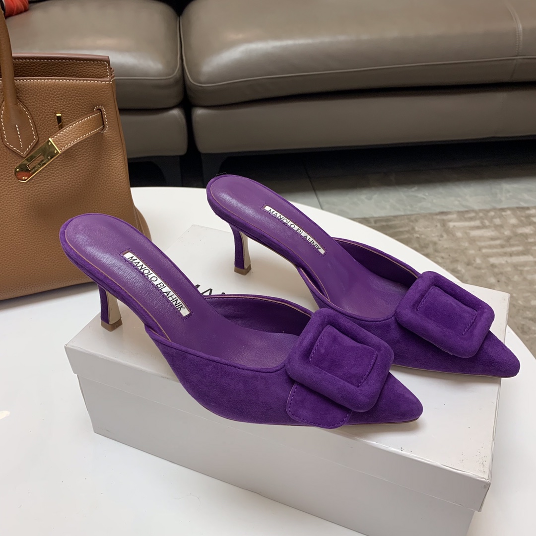 Manolo Blahnik Purple Suede Mules with Crystal Buckle - Summer Collection 3 i1615012019 1306 8