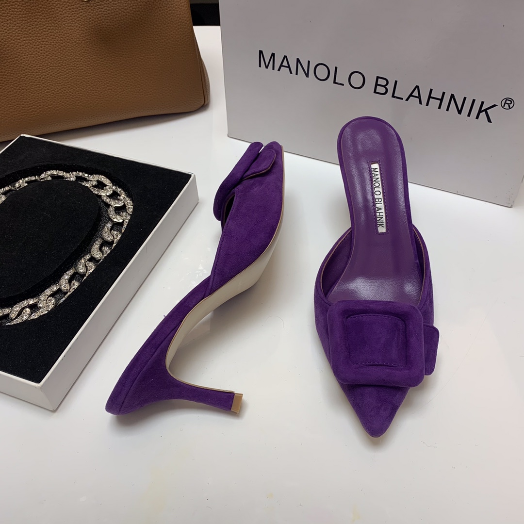 Manolo Blahnik Purple Suede Mules with Crystal Buckle - Summer Collection 5 i1615012019 1445 6