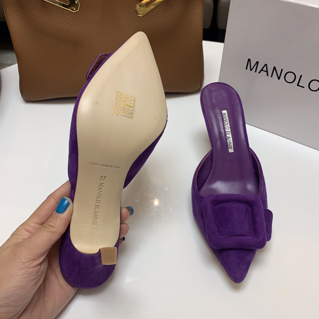 Manolo Blahnik Purple Suede Mules with Crystal Buckle - Summer Collection 7 i1615012019 1673 1