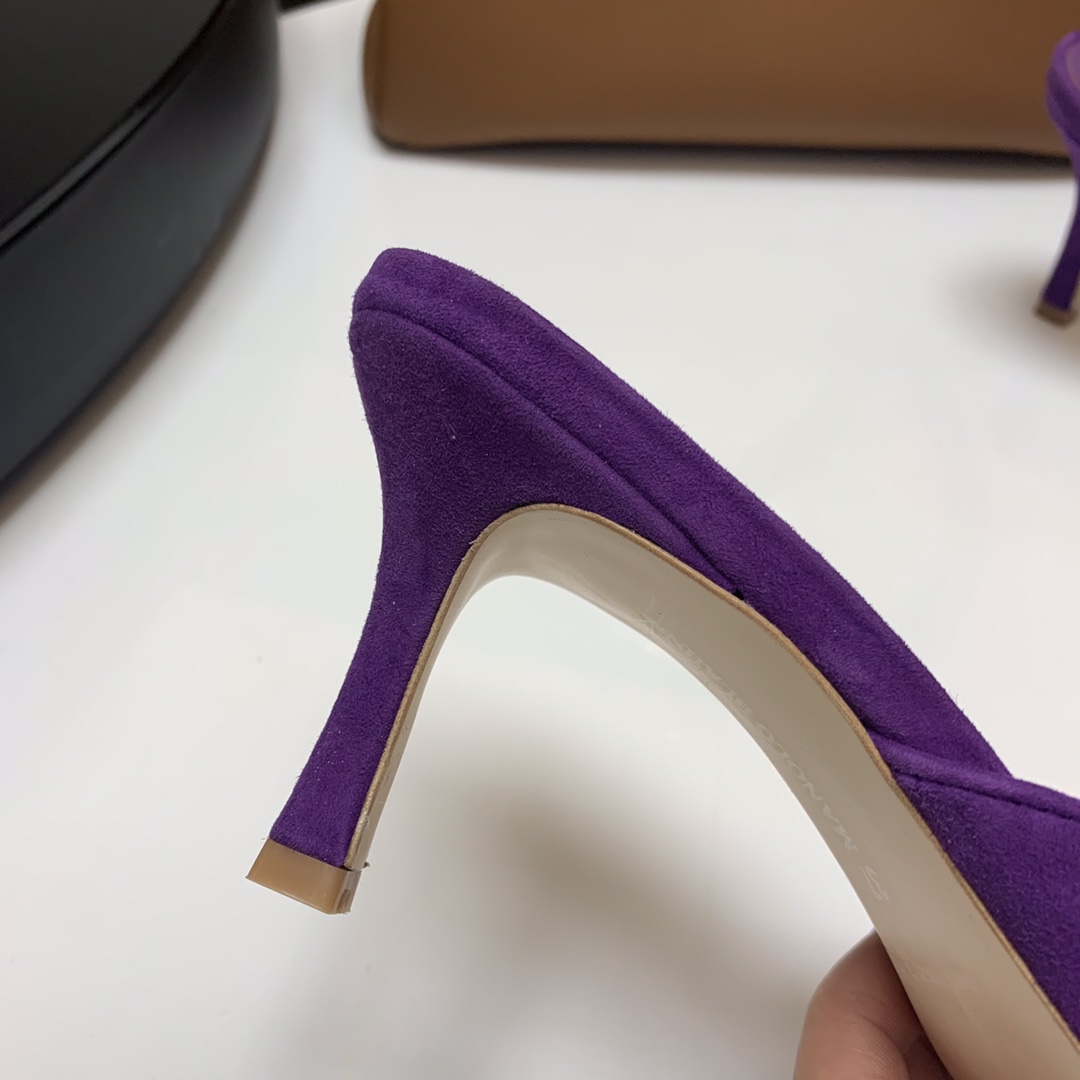 Manolo Blahnik Purple Suede Mules with Crystal Buckle - Summer Collection 9 i1615012019 2956 2
