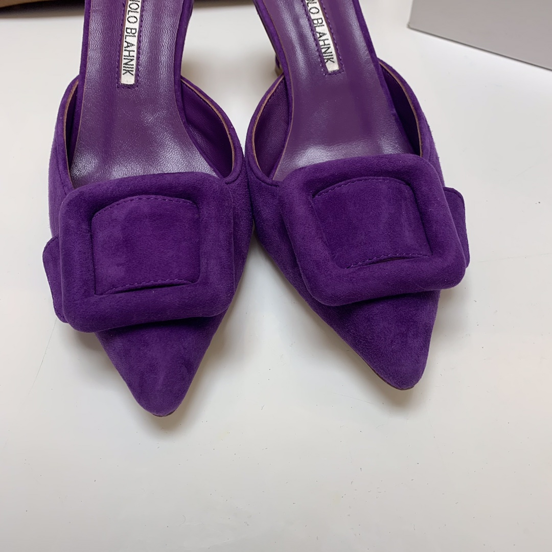 Manolo Blahnik Purple Suede Mules with Crystal Buckle - Summer Collection 6 i1615012019 7214 4