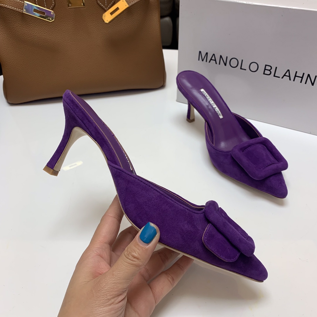 Manolo Blahnik Purple Suede Mules with Crystal Buckle - Summer Collection 4 i1615012019 9178 3