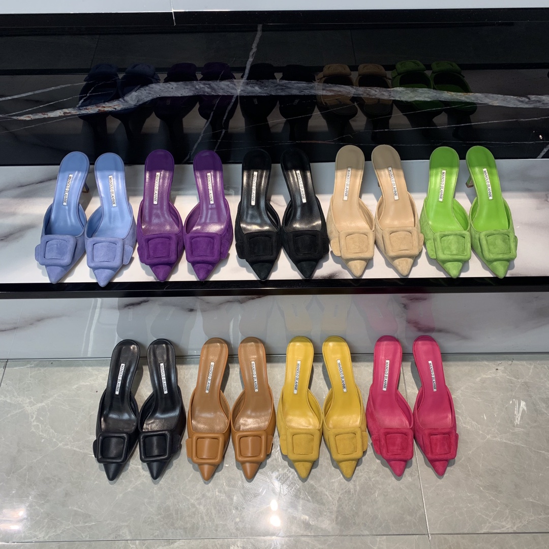 Manolo Blahnik Pink Suede Mules with Crystal Buckle - Summer Collection 10 i1615012087 4800 0