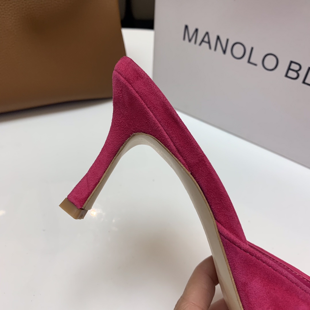Manolo Blahnik Pink Suede Mules with Crystal Buckle - Summer Collection 7 i1615012087 5368 6