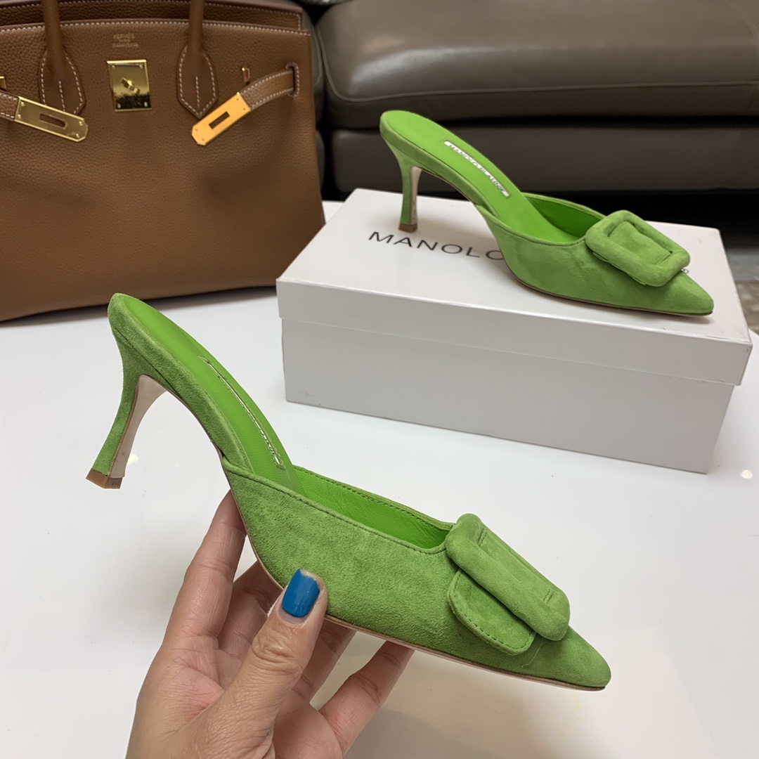 Manolo Blahnik Summer New Women's Heeled Mules with Swarovski Crystal Buckle 9 i1615012188 1809 8