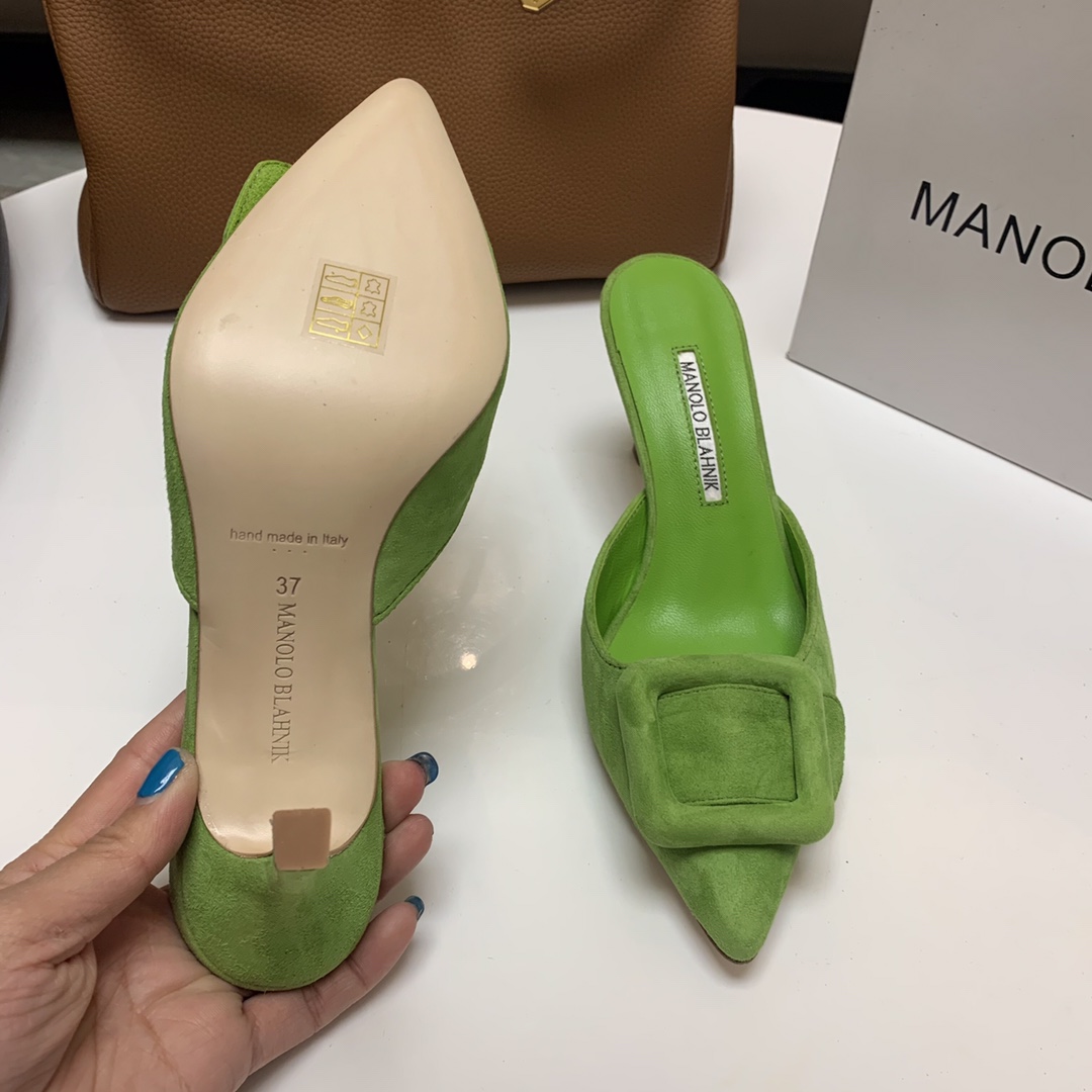Manolo Blahnik Summer New Women's Heeled Mules with Swarovski Crystal Buckle 7 i1615012188 1940 6