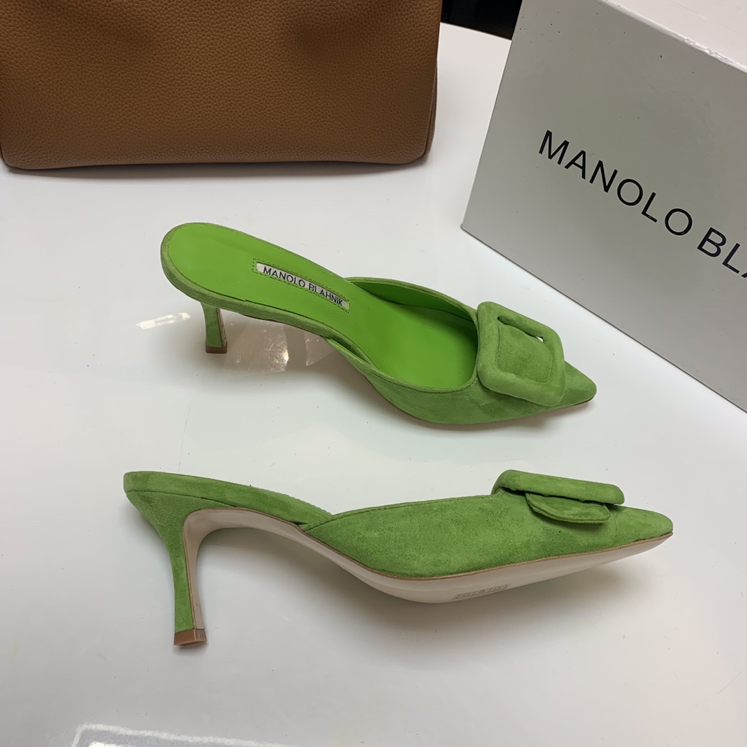 Manolo Blahnik Summer New Women's Heeled Mules with Swarovski Crystal Buckle 8 i1615012188 3362 7