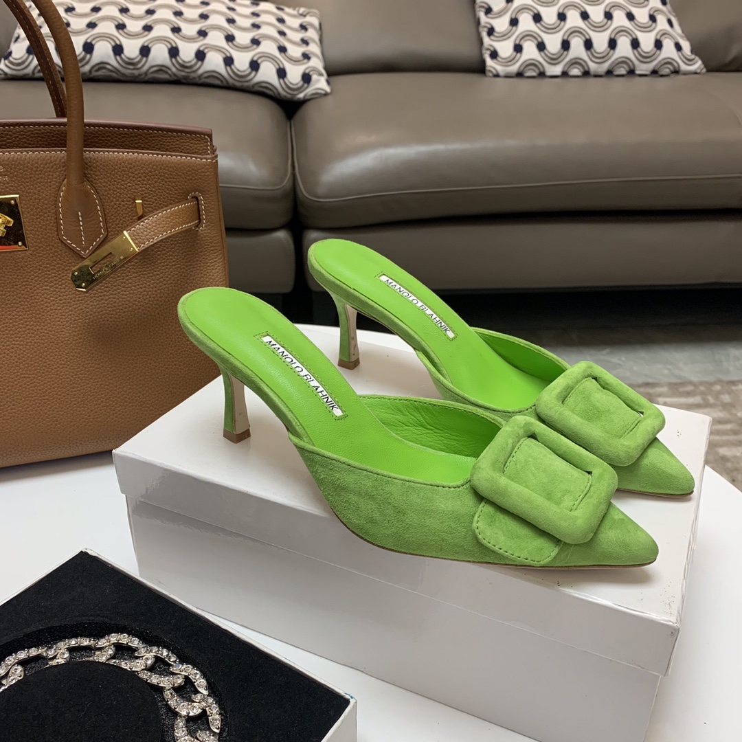 Manolo Blahnik Summer New Women's Heeled Mules with Swarovski Crystal Buckle 3 i1615012188 4069 2