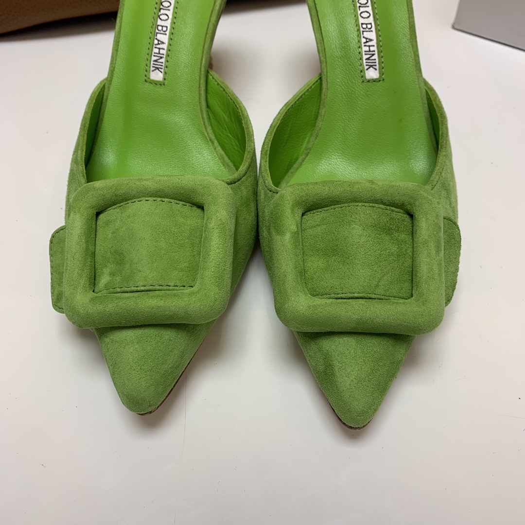 Manolo Blahnik Summer New Women's Heeled Mules with Swarovski Crystal Buckle 6 i1615012188 4258 1