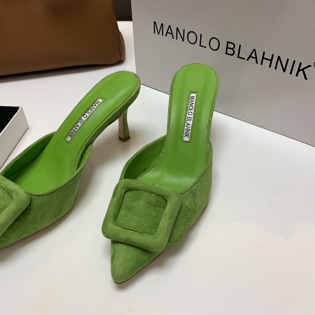 Manolo Blahnik Summer New Women's Heeled Mules with Swarovski Crystal Buckle 4 i1615012188 5224 4