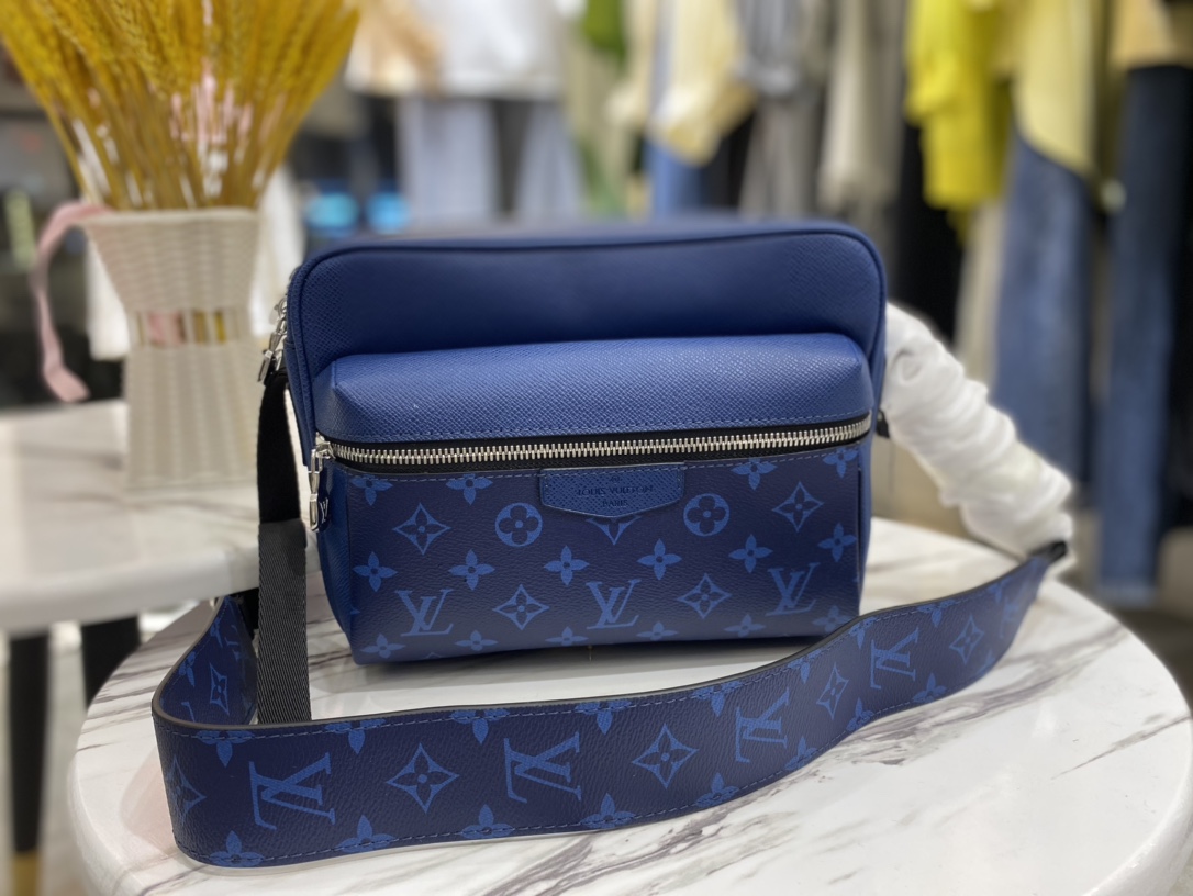 Louis Vuitton LV Outdoor Messenger Bags Black Blue Silver Monogram Canvas Cowhide Fabric Spring/Summer Collection M30242