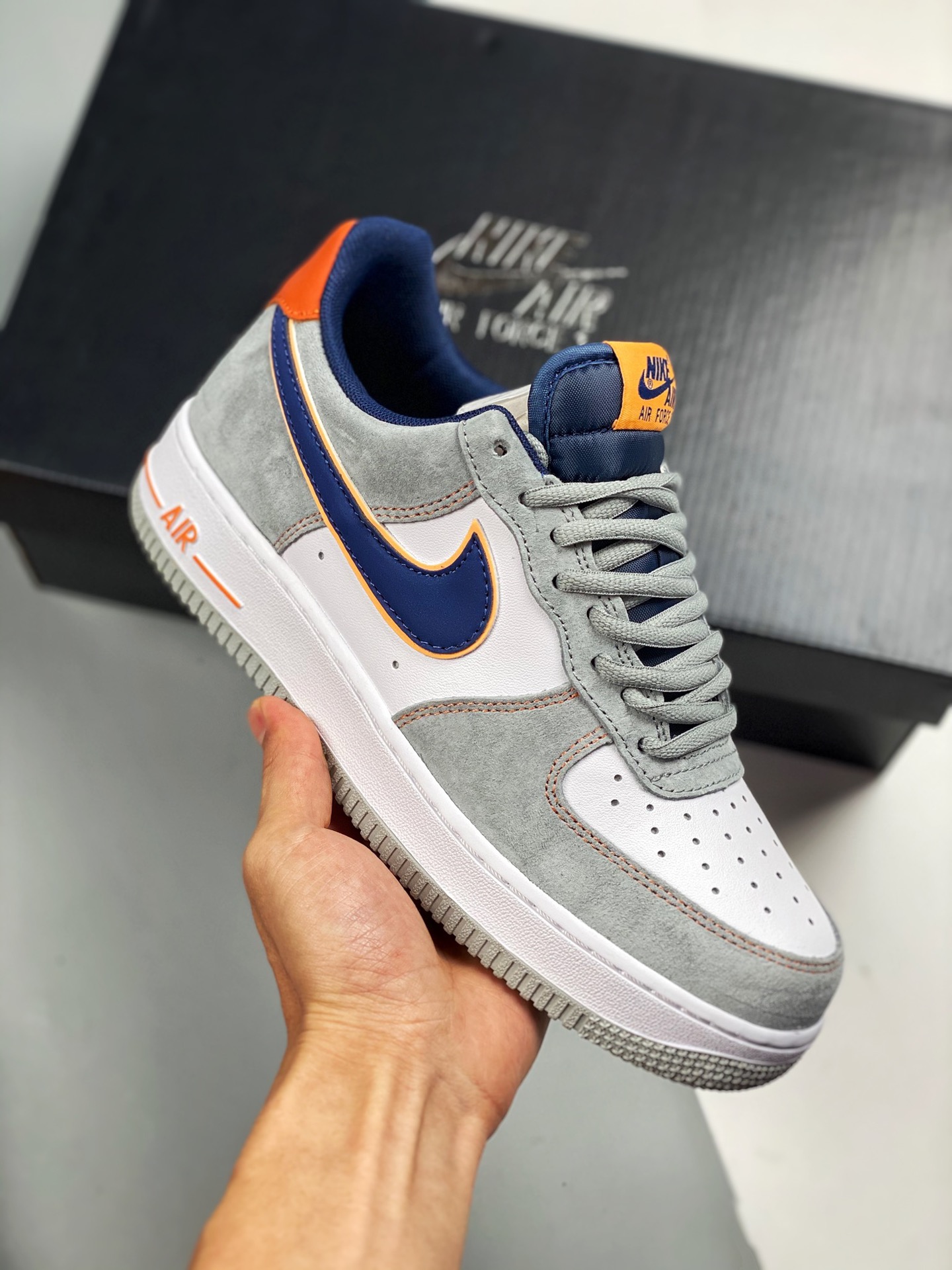 Air Force 1’07 Gris Azul, horma y plantilla originales, auténtico Air Force, canal de comercio exterior, amortiguación …