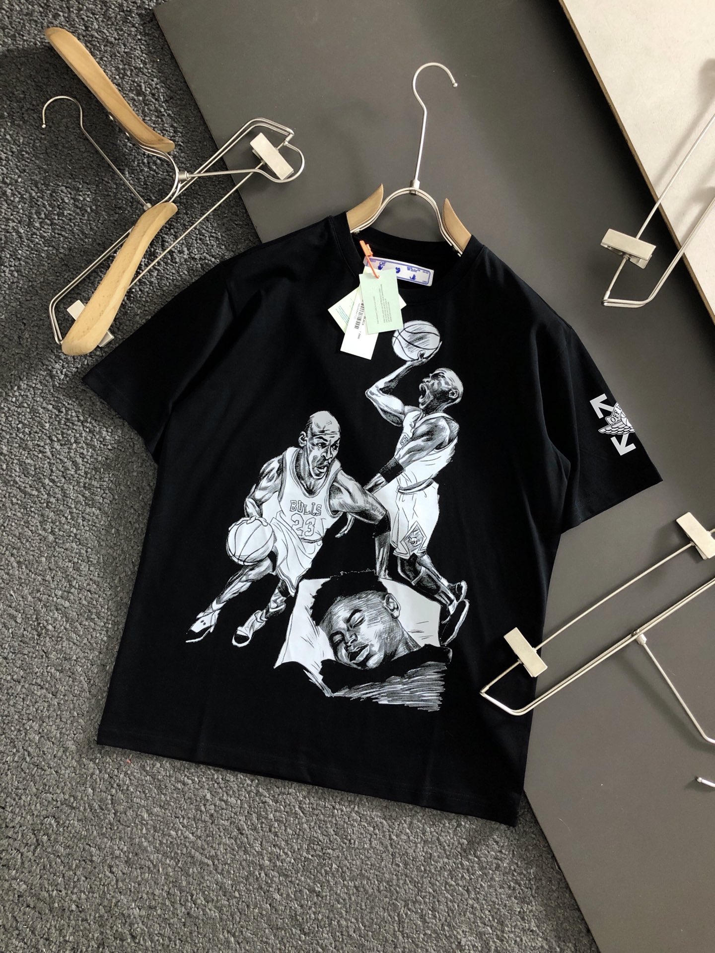 OFF Camiseta de manga corta de última colección con estampado, de alta calidad, original de tienda, con proceso de fabr…