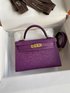Counter Quality Hermes Kelly Handbags Crossbody & Shoulder Bags Anemone Purple Gold Hardware Epsom Mini