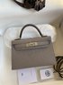 Sale Outlet Online Hermes Kelly Handbags Crossbody & Shoulder Bags Grey Silver Hardware Epsom Mini