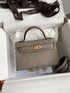 Hermes Kelly Handbags Crossbody & Shoulder Bags Grey Gold Hardware Epsom Mini