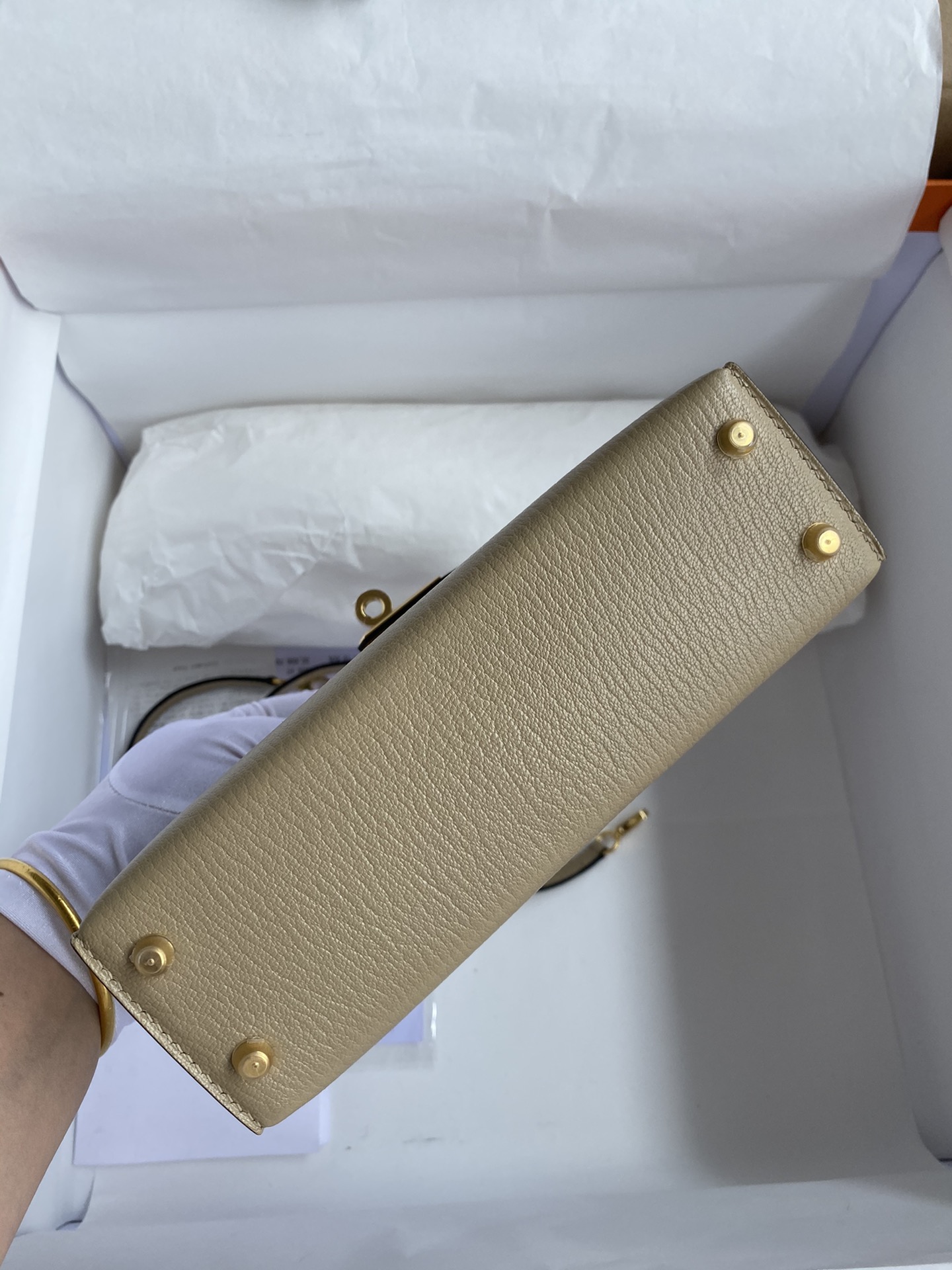 Hermès Second generation Mini Kelly 19cm imported goatskin turtle dove gray gold buckle