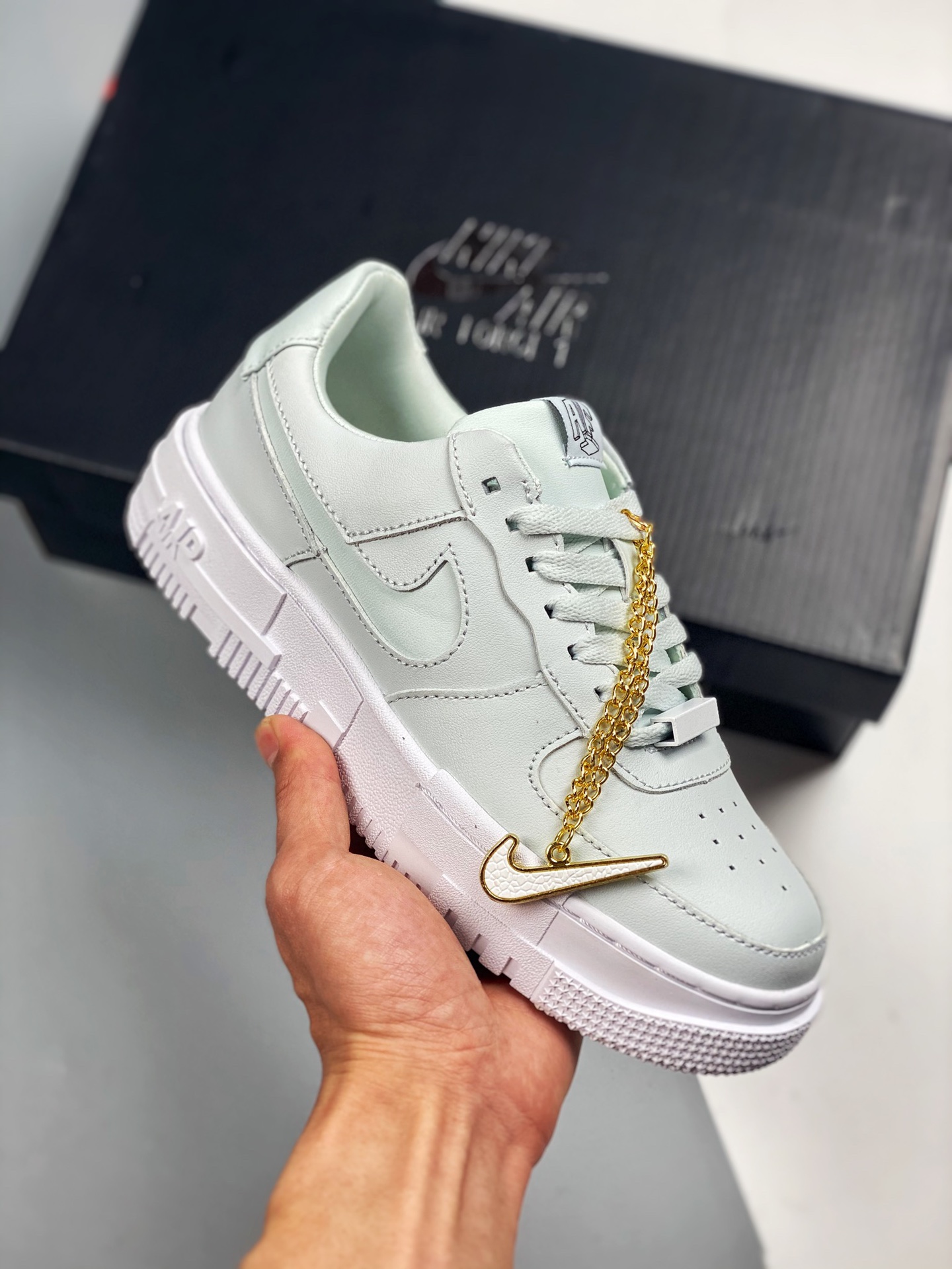 Air Force 1Pixel Píxel Azul claro, horma y plantilla originales, auténtico Air Force, canal de comercio exterior, amort…