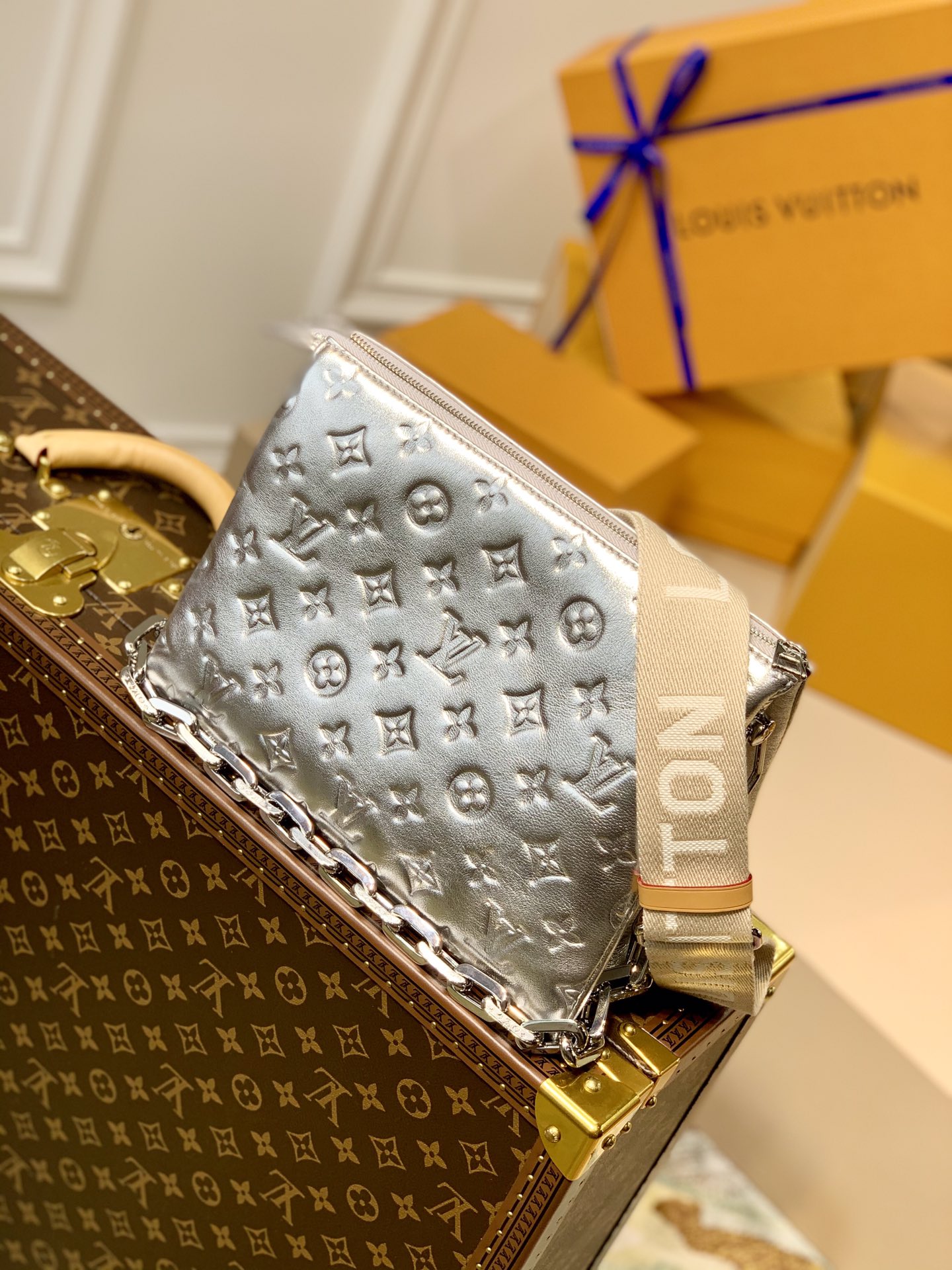 Louis Vuitton LV Coussin 链条斜挎包 M57913银色
