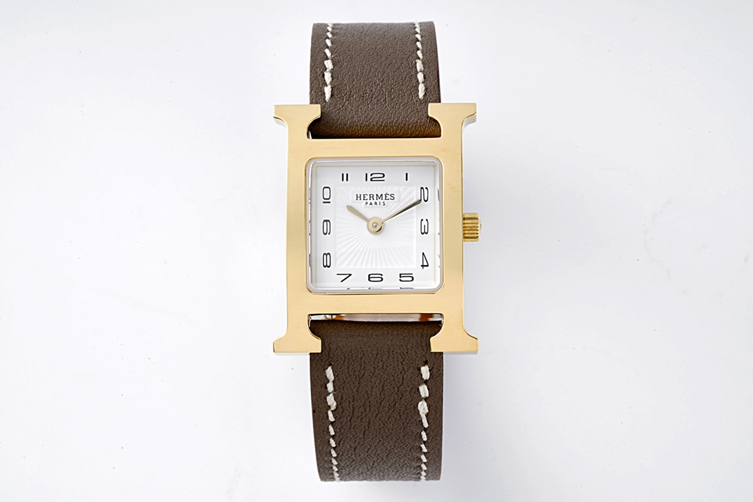 Hermes Reloj Azul Blanco Cuero de vaca Swiss Movement