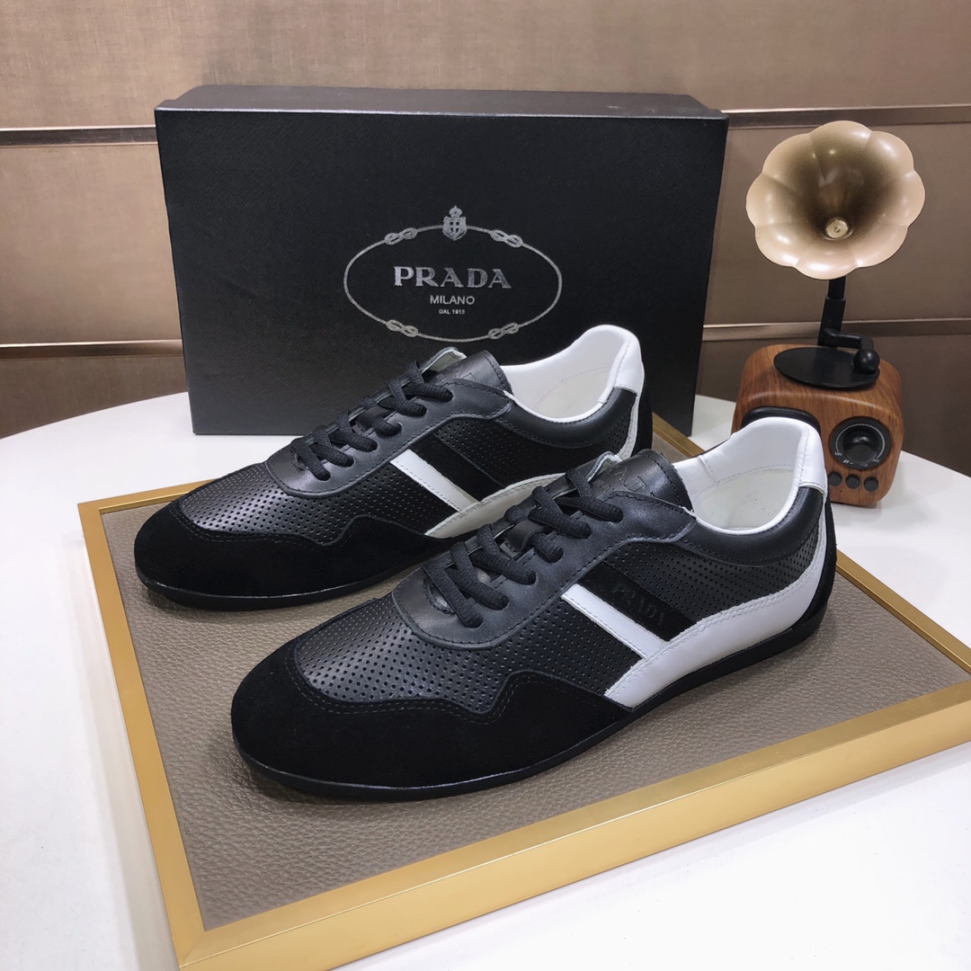 I5 普拉达羊皮内里🔝男鞋高端品牌：官网1：1最新力作：鞋面采用意大利进口头层牛皮🍀油边工艺🇻🇺➕水染羊皮内里制作 ，让行走更加便捷舒适，惊世之作 打造时尚个性衬托你的与众不同潮男必备!经典 4色可选数码:38-4545定做不退换