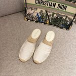 Dior Shoes Espadrilles Embroidery Hemp Rope Rubber Straw Woven Weave