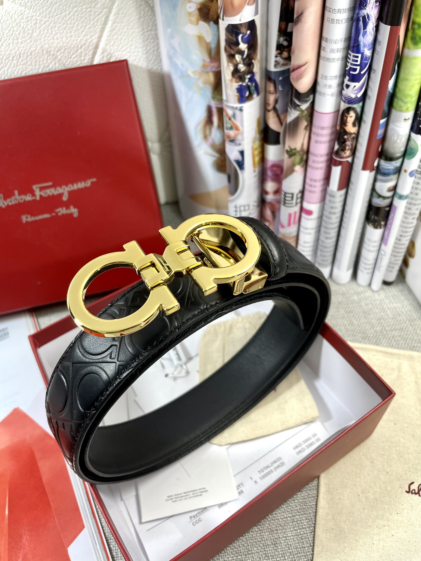菲拉格慕宽度3.5cm进口双面头层小